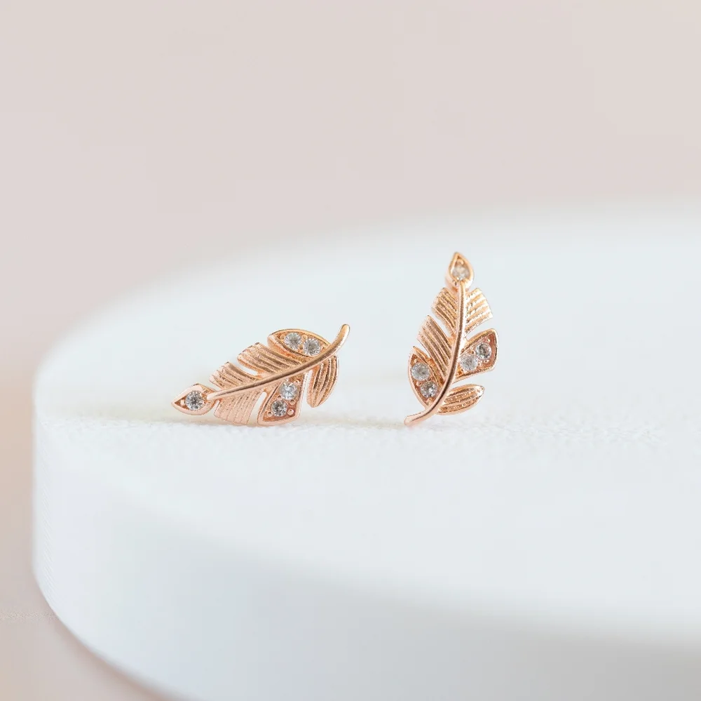 Rose Gold Foliage Studs (S925) - Only 1 left! - Picture 1 of 11
